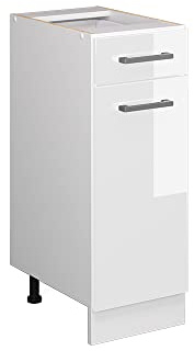 Vicco Kitchen base cabinet Raul, White High Gloss, 30 cm without worktop, for flexible combination within modular kitchen systems