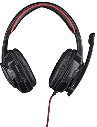 No Fear Gaming Headset with LED Lighting, 1.5 m Cable, Headphones with Microphone, Over-Ear Design, Stable and Comfortable, Black/Red