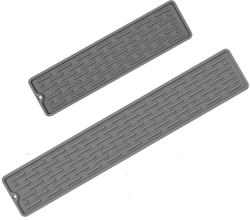 2 Stück Abtropfmatte Silikon Schmal Abtropfmatte Geschirr, 55x8.8 und 35x8.8cm Trockenmatte, Abtropftablett Küche für Geschirr & Gläsern, Spülmaschinenfestes