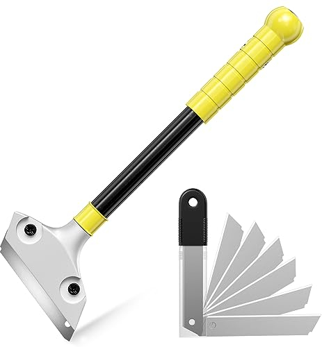 Mesybveo Raschietto Vetro, Raschiatori con 10 lame, Raschia Piastrelle con Funzione Knock-Out, Raschietto Muro con Antiscivolo Manico Lungo, Spatola per Muro, Adesivi, Piastrelle, Vetro