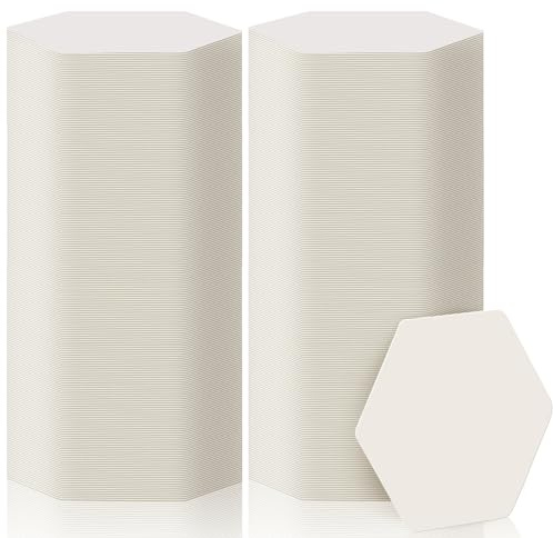 TaoBary 400 Pcs Cardboard Paper Coasters Bulk, Disposable Coasters 4 Inch White Cup Mat for Drinks Arts DIY Crafts Bar Wedding(Hexagon)