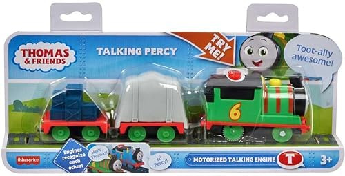 Thomas & Friends Motoriserad leksakståg Talking Percy batteridriven motor med ljud och fraser för förskolebarn 3+ år, brittisk engelsk version, HWY32