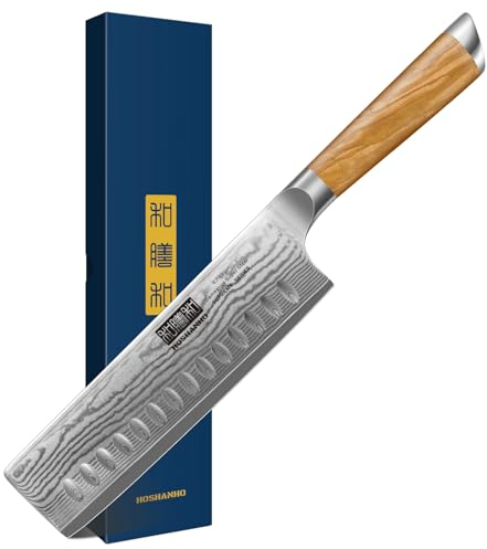 HOSHANHO Coltello da Cucina Nakiri, Damasco Damasco da 67 Strati Coltello per Verdure Giapponese 16,5 cm, Professionali Coltelli da Chef con Lmpugnatura Ergonomica