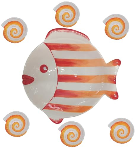 Servizio piatti da tavola mare ciotola grande pesce 6 ciotoline insalatiera coppa pasta cucina ceramica antipasti ristorante