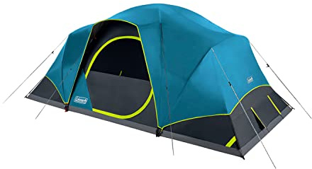 Coleman 4/6/8/10 Person Skydome Dark Room Tent with Rainfly, 5 Minute Setup, Blocks 90% of Sunlight, 20% More Headroom Than Traditional Tents
