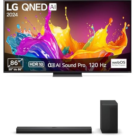 LG Bundle 86QNED86T6A TV 86 (218 cm) QNED Fernseher DS70TY 3.1.1 Dolby Atmos Soundbar (400W) mit kabellosem Subwoofer