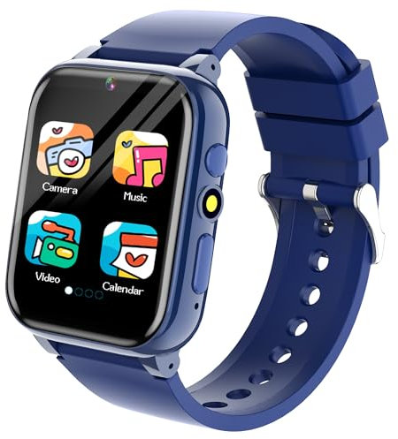 Moikmlih Smartwatch Bambini con Chiamate, 26 Giochi，Orologio Telefon per Ragazzi di 4-12 Anni, Telecamera, Musica, Modalità Scolastica, Smartwatch Giocattolo Grande Regalo per Bambina (Blu)