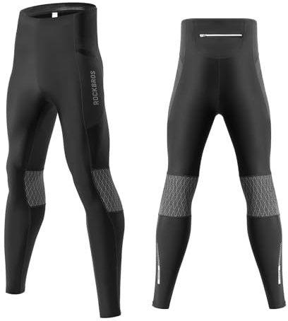 ROCKBROS Pantalones Largos Hombre de Ciclismo, Culotte Térmico con Bolsillos de Invierno Antiviento Transpirable para MTB Bicicleta de Carretera, S-3XL