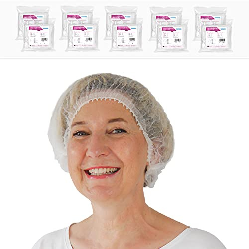 ARNOMED® Einweg Haarnetz, Einweghauben Kopf, Haube für OP, Gastronomie & Hygiene, Haarhaube Einweg, Einweg Kopfhaube, Netz für Haare, Klipphauben, Haarschutzhaube Stoff, M - 52 CM, Weiß, 500x Stück