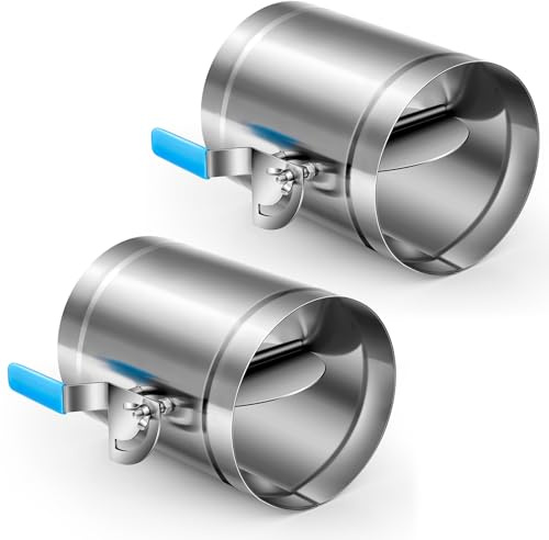 Threlaco 2 Pcs 6 HVAC Duct Manual Volume Backdraft Damper Metal Adjustment Airflow Ducting Branch Damper Stainless Steel Valve with Adjustment Handle for Air Ventilation System Range Hoods