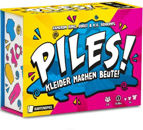 Game Factory 646073 Piles, schnelles Kartenspiel für 2 bis 8 Personen, rasantes Sammelspiel, Reaktionsspiel für Erwachsene und Kinder ab 8 Jahren, deutsche Edition