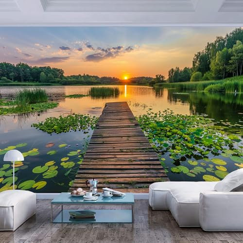 papel tapiz fotográfico pared Puente de madera el mar atardecer paisaje natural restaurante oficina habitación los niños familiar pasillo tapiz artístico murales Pintura Arte Sala