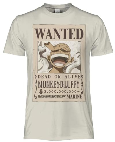 One Piece Luffy Wanted Affisch-T-shirt. Officiell T-shirt Unisex Vanlig Bomullströja Vuxen Pojke