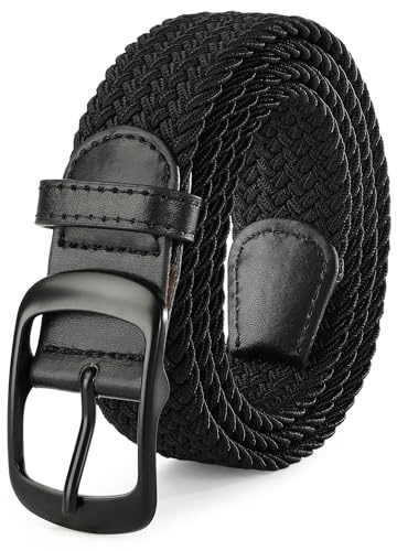 SUOSDEY Elastic Braided Belts for Men Women Golf Stretch Fabric Belt Woven Waist Belts for Jeans Shorts Trousers 1.3 Width