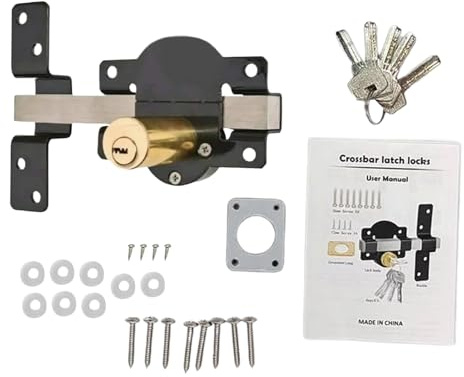 Mppchhn Cerradura Para Puerta De Granero,Cerradura de Seguridad Infantil de Doble Lado | Cerrojo Deslizante Seguro para Garaje con 5 Llaves para Interior Exterior Patio Cobertizo Baño Dormitorio