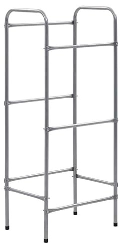 Eleganz Étagère pour 3 caisses en acier revêtu par pulvérisation | Étagère de rangement stable pour commerce et entrepôt | 50 x 33 x 116 cm | Argent | Pieds en plastique | Peu encombrant et durable