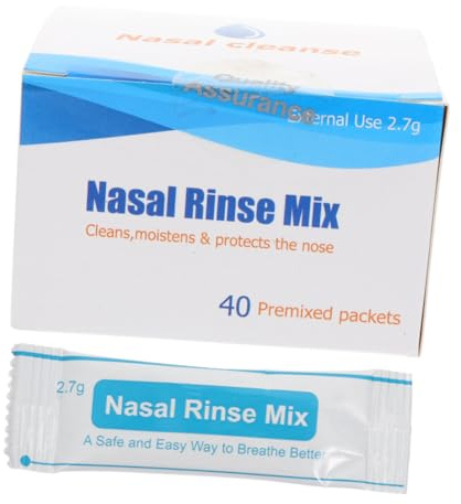 Healeved 1 Box Non-iodized Nasal Rinse Salt Packets Box Instant Dissolve Fine Grind Saline Wash Nasal Cleaning and Care Safe Daily Use for Adults and Portable Sachets for Sinus Relief