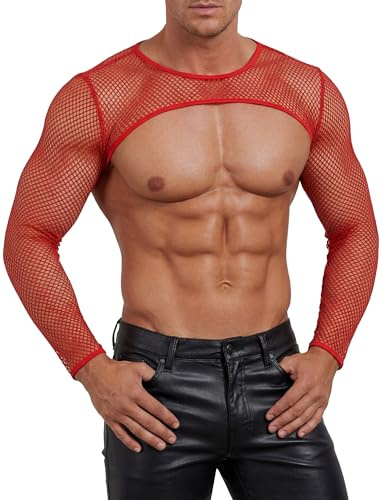 AIEOE Hauts en maille transparente pour homme - Haut court sexy pour fête de plage - S-XXL