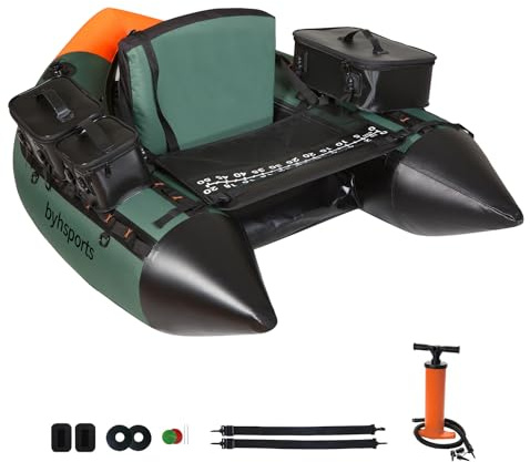 byhsports Professional Schlauchboot, Angelboot Schlauchboot mit 158KG Tragfähigkeit, Bellyboat, Bellyboot mit Rutenhalter, Inflator, Paddel für eine Person Angeln （FT-018）