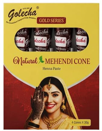 Golecha Naturliga Henna-Käglar, 4 Käglar à 30 g