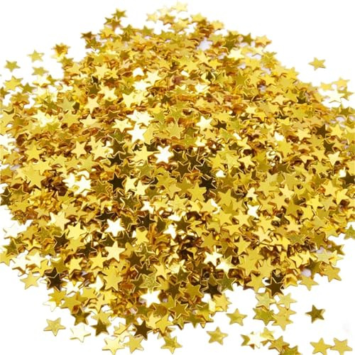 8 sacchetti di coriandoli dorati a forma di stella, stelline scintillanti, glitter, decorazione da tavolo per feste di compleanno (oro)
