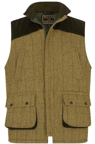 Walker and Hawkes - Derby Tweed Warrington skjutväst med axellapp, Ljus salvia, M