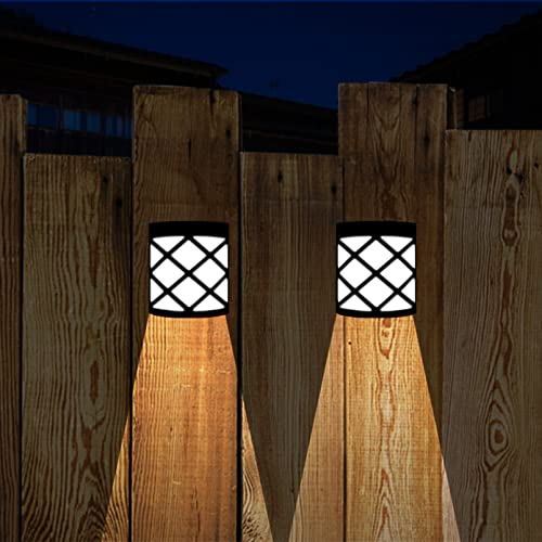 SAMLAK Lampade Solari da Giardino a Led per Esterni, Applique da Parete a LED Luce Solare, Luce Solare da Giardino da Recinzione Senza Cordone per Portico Garage, Luce Bianca Fredda 2 Pezzi