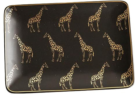 Cabilock Assiette à Bijoux En Céramique Noire Décoratif Girafe Plat à Bagues Porte-bijoux Pour Mariage Et Anniversaire Fait Main Style