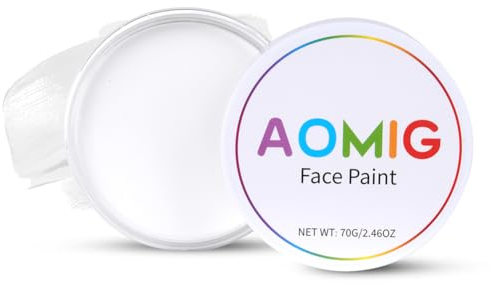 Aomig Trucco Bianco per Viso, 70g Pittura Viso Bianco Trucchi Viso, Trucco Bianco Zombie Joker Vampiro Scheletro Costume Cosplay Trucco, Body Paint Truccabimbi Anallergici Atossici Colori Halloween