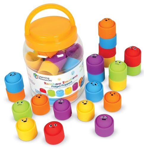 Learning Resources Rainbow Emotion Fidget Poppers - Set di 24 giocattoli sensoriali per autismo, dai 3 anni in su, per esprimere i tuoi sentimenti