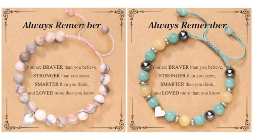 DKDDSSS 2 Pcs Pink Zebra Naturstein Armband, 4-16 Jahre Geburtstag Geschenke für Mädchen, Schmuck Armbänder mit Verstellbarem Grün, Perlen Armbänder mit Glückwunschkarten