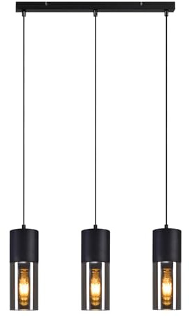 Lichtmaler Pendelleuchte Schwarz 3 Flammig - Pendellampe Esstisch E27 Hängeleuchte Vintage Lampenschirm Glas küchenlampe Esstischlampe Hängend für Esszimmer Küche Schlafzimmer