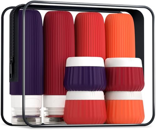 Gemice Bouteilles de voyage pour articles de toilette 8 pack, Tsa Approved Travel Size Toiletries 90ml, Travel Containers for Toiletries, with Clear Bag