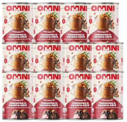 Omni Wet Dog Food for Adult Dogs - Chickpea & Potato Paté Hypoallergenic Dog Food Vet-Formulated Rich in Protein with Chickpeas, Carrot and Thyme - Gut Friendly, Soya and Gluten Free, Pack of 12