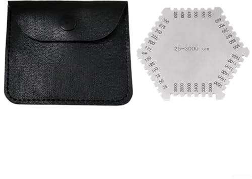 Filteilect Stainless Steel Hexagonal Wet Film Comb Gauge for Measuring Coating Thickness, 25-3000um Range, Reusable Film Tester for Fresh Coatings,(SKU)