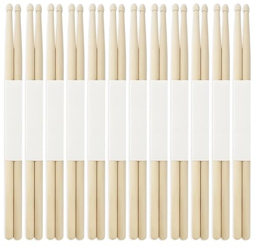 Seuqhck 12 Pairs Classic 5A Drum Sticks, Maple Wood Drumsticks, Musical Instrument Percussion Accessories for Jazz, Musical, Family Gatherings, Music Studios, Adults