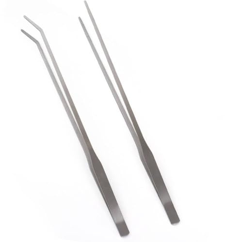 2 PCS Pince pour Aquarium Incurvée, Pinces en Acier Inoxydable 27cm Longues | 27cm Longues Droites/Incurvées,Aquarium Aquascaping Kit,pour Lézards,Araignées,Aerpents,Outil D'alimentation pour Aquarium