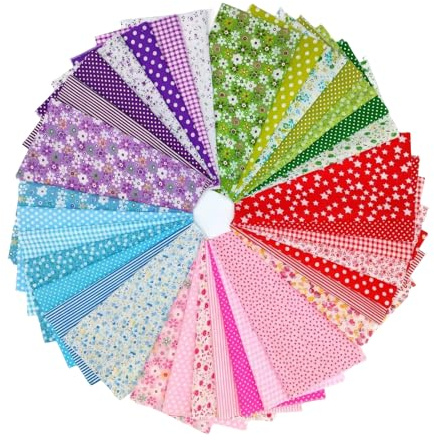 100 tessuti di cotone da cucire, 15 x 15 cm, per patchwork, quadrati, pretagliati, per trapuntatura, fai da te, artigianato, vestiti per bambole