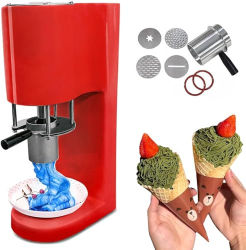 Máquina De Gelato Tipo Espagueti De Formas Múltiples,Prensa Comercial Para Helado En Forma De Fideos, 4 Moldes Intercambiables, Producción De 28-30 L/H, Arranque Con Un Solo Toque(Red)