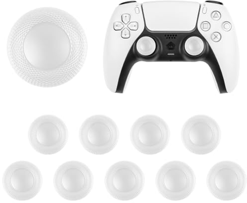 AYESY Joystick Thumbstick Grips para Mando de PS4, 10 Piezas Diseño Antideslizante con Textura Láser Tapas Protección Fundas Joystick para PlayStation 5 y PS5 Edge Controlador Blanco