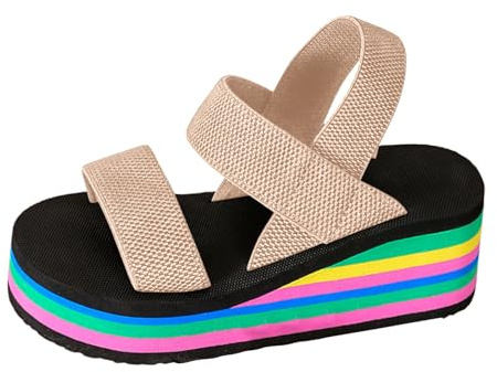 Damskor sommarmode strandsandaler med elastiskt band kilklack för avslappnade vardagskläder samt semesterkläder