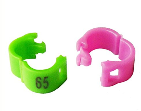freen-p 100pcs/lot 4mm 1-100 Numbered Clip snap Plastic Bird Ring Leg Bands Parrot Finch Canary Grouped (Yellow)