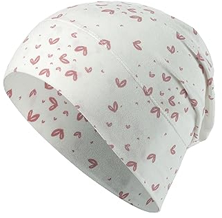 Sterntaler GOTS Beanie Herzen - Babymütze aus Singlejersey (Bio) mit allover Druck - anschmiegsame Mädchen Beanie Mütze variabel tragbar - Baby und Kinder Übergangsmütze, ecru, Größe 49