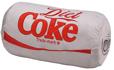 Coca Cola Diet Coke Can Classic Gray Embroidered Plush Throw Pillow, 13 in | Realistic embroidered pull-tab can design; cylinder shape; soft plush polyester fill; licensed; retro gift idea