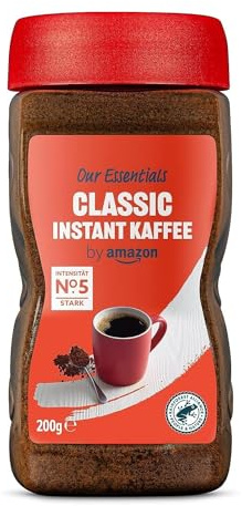 by Amazon Classic Instant Kaffee, Dunkle Röstung, 200g, 1er-Pack - Rainforest Alliance-Zertifizierung