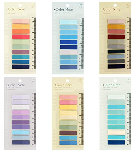 Packung mit 1200 Haftnotizen Tabs, 6 Styles Page Markers Haftnotizen, Selbstklebende Streifen Index Tabs Pagemarker Sticky Tabs mit Lineal für Büro Schule Zuhause
