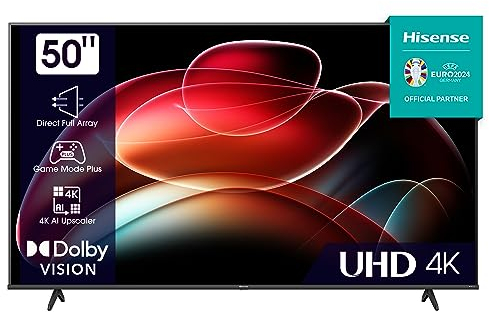 Hisense 50E6KT Televisor 127 cm (50 ), 4K UHD, LED, Smart TV, HDR, Dolby Vision, Triple sintonizador DVB-C/S/S2/T/T2, WiFi, Bluetooth, Alexa Built-In, Hotel Mode [2023], Negro