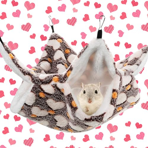Meerschweinchen Hängematte, Doppellagig Hängematte für Kleintiere, Hängendes Etagenbett für Haustiere, Hamster Hängematte, Hängematte für Kleintiere für Ratten, Zuckergleiter, Frettchen, Warmes