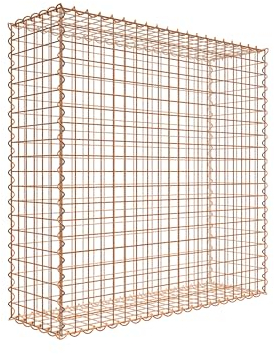Rostige Gabione 100 cm x 100 cm x 30 cm (L x H x D), maskstorlek 5 cm x 5 cm, spiral