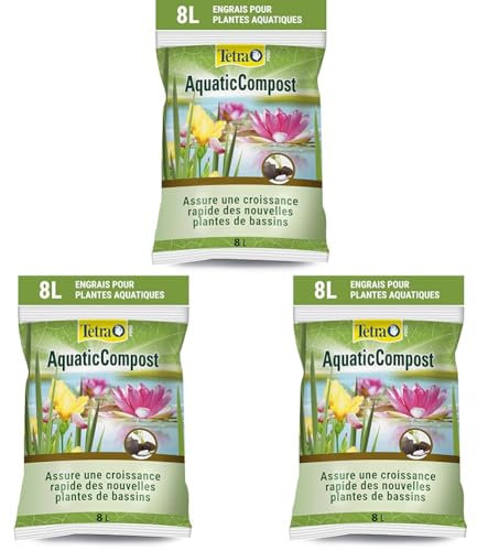 Tetra Pond AquaticCompost - Engrais, Terreau pour Fond de Bassin – Nutriments pour Plantes de Bassin de Jardin et d’Ornement - Favorise la Croissance des Plantes – 8 L (Lot de 3)